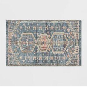 2'4"x7' Floral Woven Runner Rug Rust/Green - Threshold
 NWT